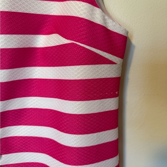 Jessica Howard Pink /White Striped Crochet Front Sleeveless Shift Dress - $99 - Picture 2 of 5